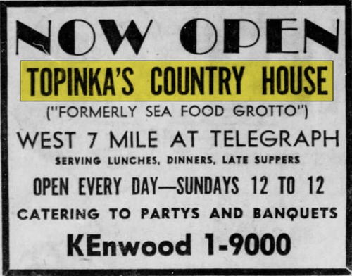 Topinkas Country House - May 1958 Opening Ad (newer photo)